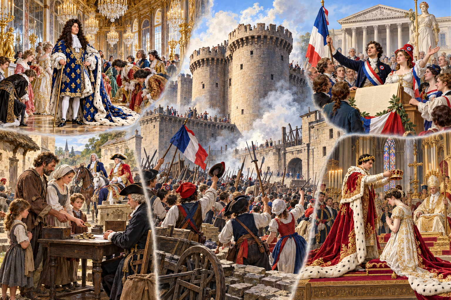 De Louis XIV à Napoléon : Versailles, la Révolution française et le sacre impérial.